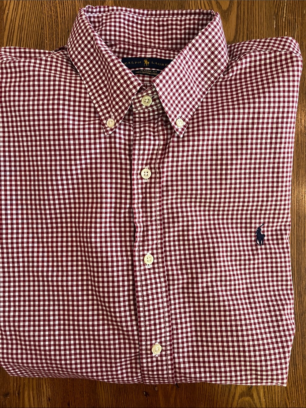 Polo by Ralph Lauren Men's Red/Burgundy and White Gingham Button-Down Shirt